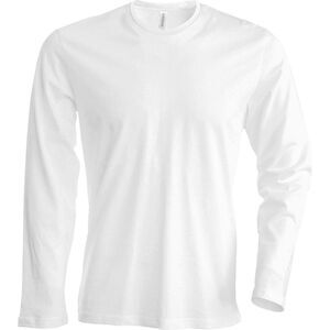 Kariban Mens Slim Fit Long Sleeve Crew Neck / White